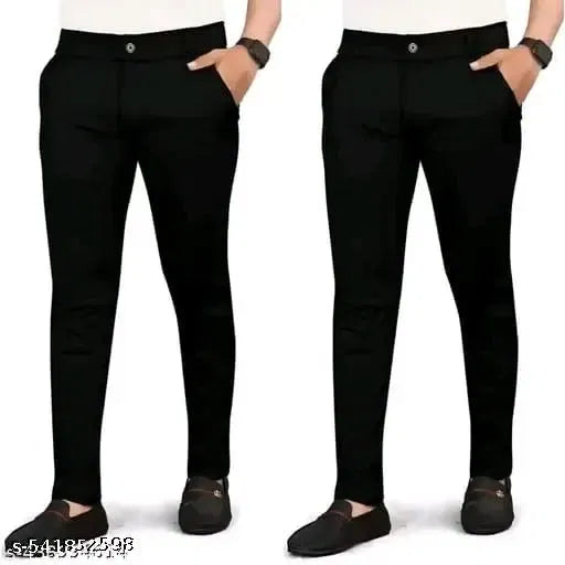 Cotton Blend Black Trouser for Men Pack of 2....