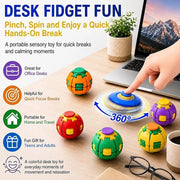 Press to Spin Fidget Ball, 360° Rotating Fidget Spinner Ball, Quiet Sensory Stress Relief Toy for Adults, Kids & Students, Portable Pocket Size Toy for Office Desk