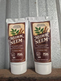 Miswak extract, neem extract, and nano-hydroxyapatite.