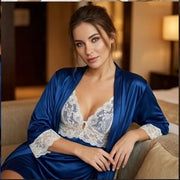 Xs and Os Women's Satin Solid Above knee Nightwear